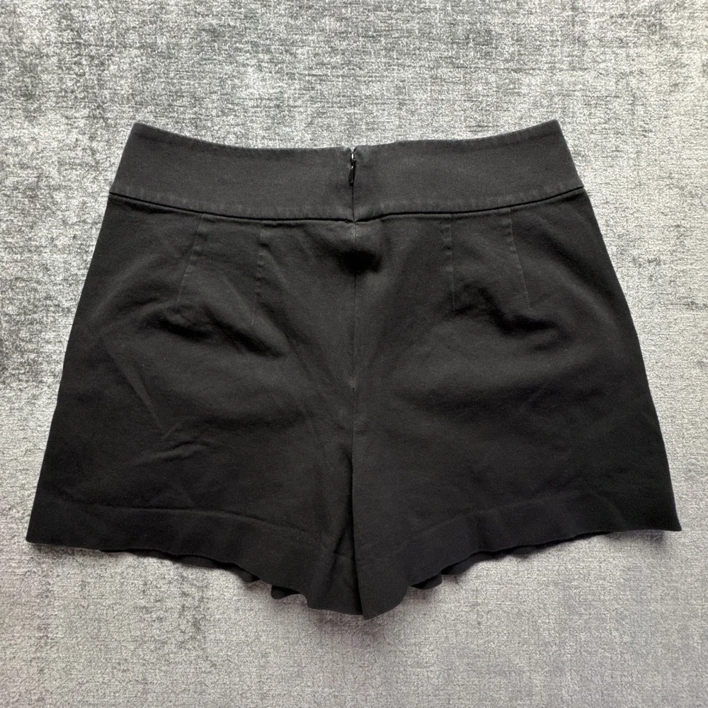 Club Monaco Tailored Pleated Shorts Womens 6 Black Cotton Blend Stretch Back Zip